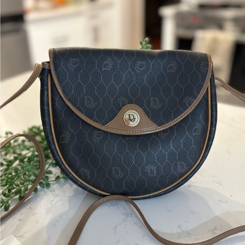 SOLD! Dior Black and Tan honeycomb crossbody
